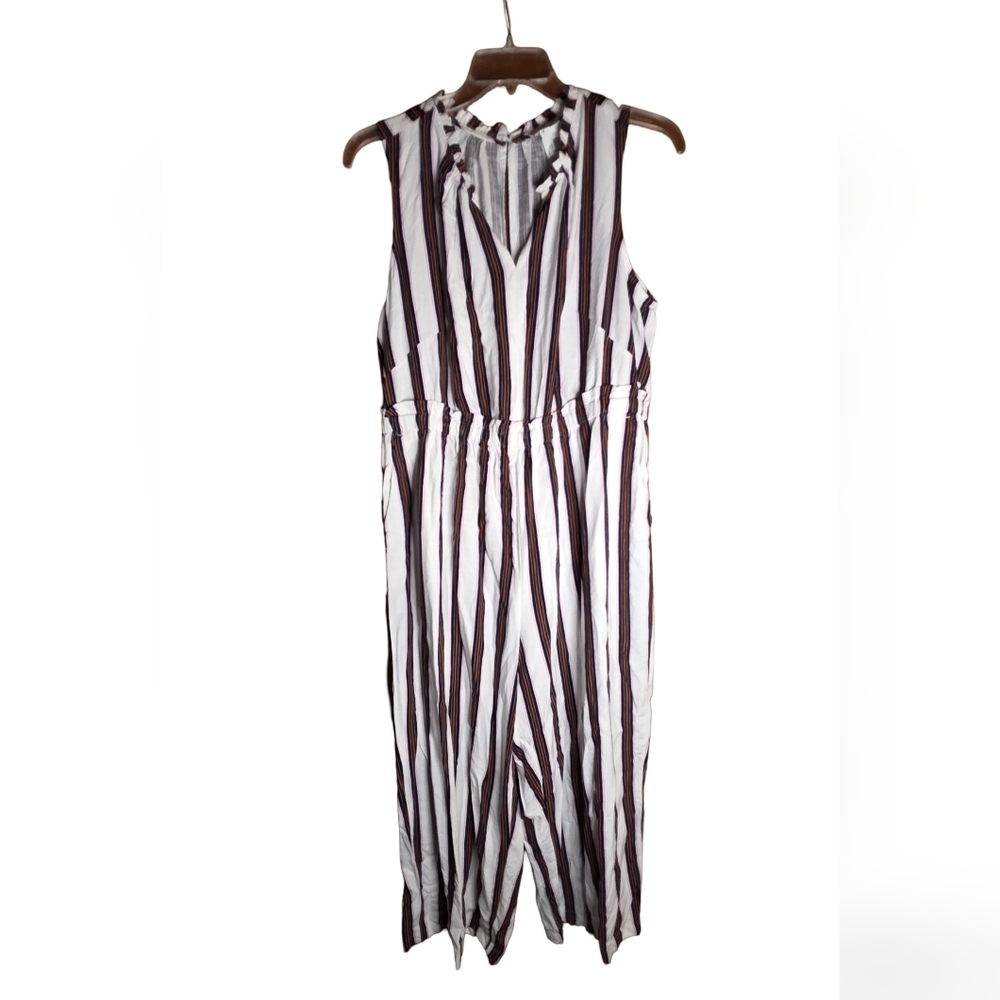 LOFT Plus NWT Sleeveless Striped Wide-Leg Jumpsuit Size 18